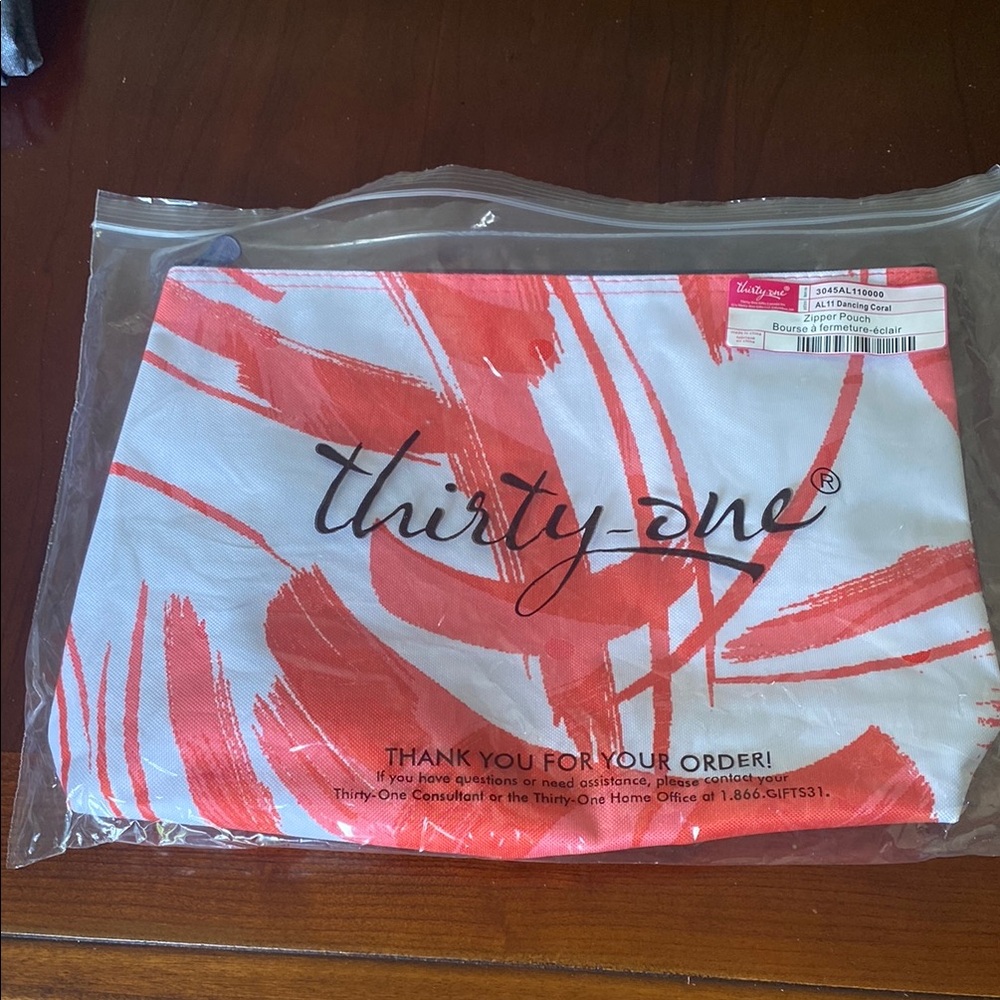 Thirty-One Pink and White Clutch